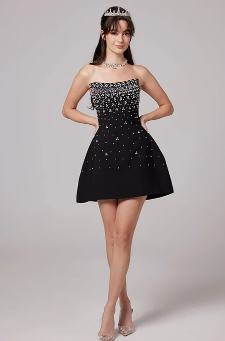 SUPER WHOLESALE | Melisande black embellished mini dress