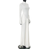 SUPER WHOLESALE | Stand Collar Strap Long Dress
