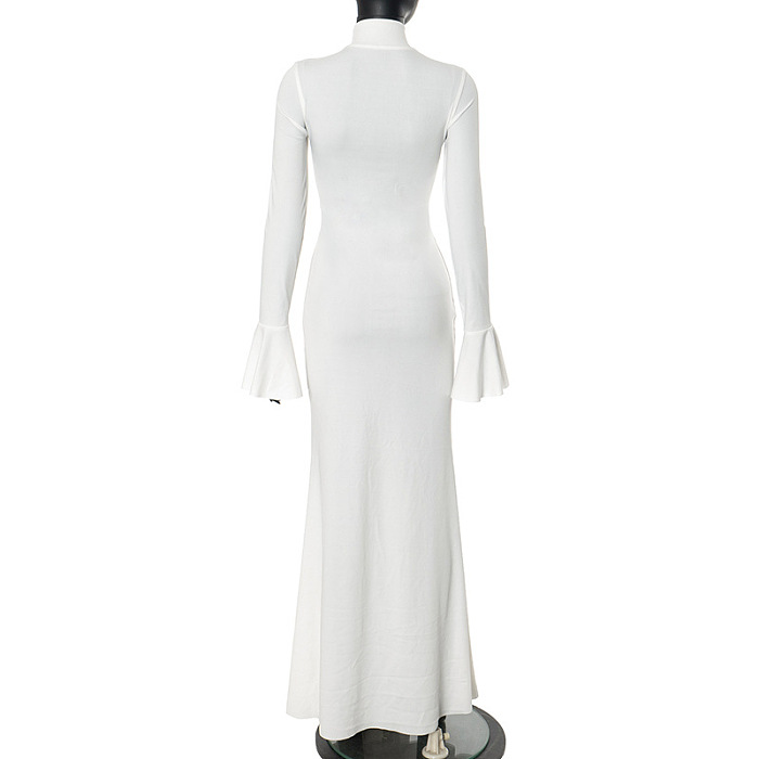 SUPER WHOLESALE | Stand Collar Strap Long Dress