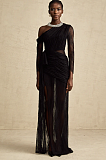 SUPER WHOLESALE | Jeanne black one-shoulder cut-out maxi dress