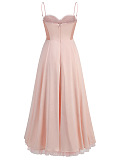 SUPER WHOLESALE | Spaghetti Strap Stiff Mesh Flared Maxi Gown – Elegant Slim-Fit Dress