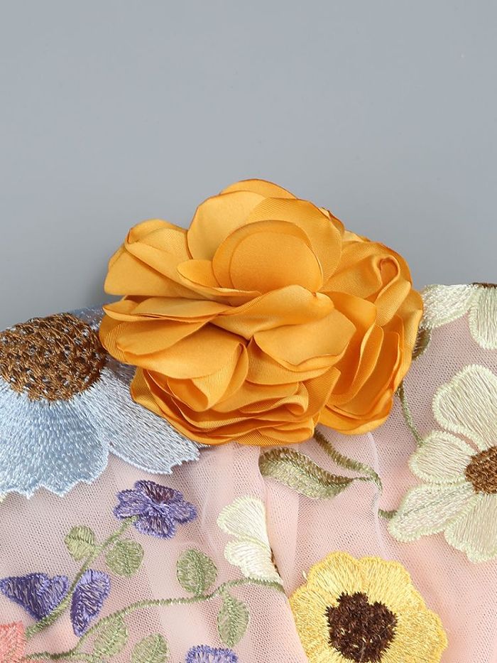 SUPER WHOLESALE | Floral Embroidered Strapless Slim-fit Dress