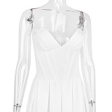 SUPER WHOLESALE |Off-shoulder Corset Midi Dress White