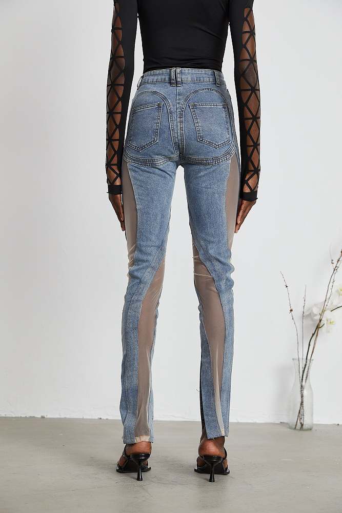 WHOLESALE | Sheer-panelled Jeans