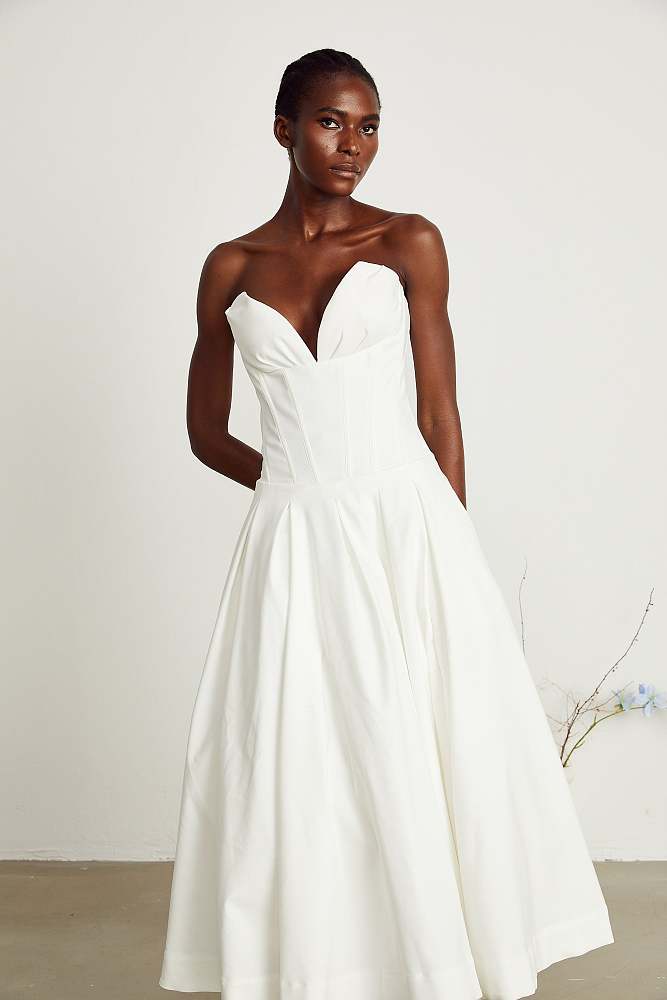 SUPER WHOLESALE |Off-shoulder Corset Midi Dress White