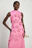 SUPER WHOLESALE |  Bow-tie faux-flower Embellished Sleeveless Maxi Dress in Pink