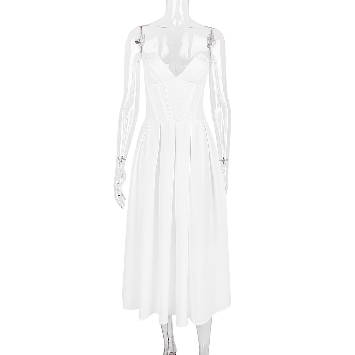 SUPER WHOLESALE |Off-shoulder Corset Midi Dress White