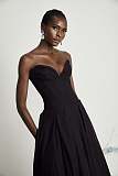 SUPER WHOLESALE |Off-shoulder Corset Midi Dress Black
