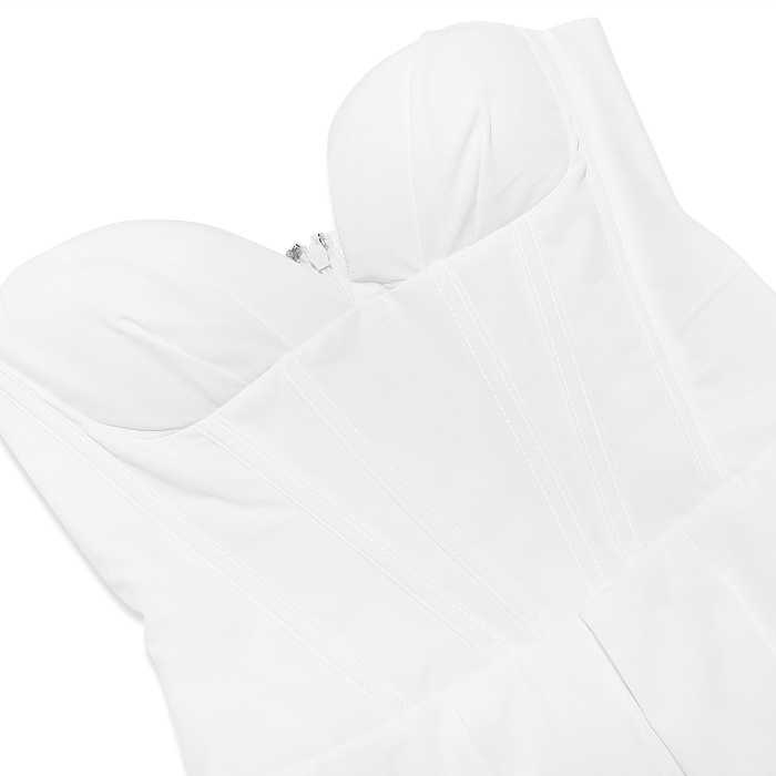 SUPER WHOLESALE |Off-shoulder Corset Midi Dress White