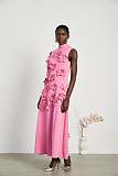 SUPER WHOLESALE |  Bow-tie faux-flower Embellished Sleeveless Maxi Dress in Pink
