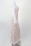 SUPER WHOLESALE |White Floral Lace Mesh Maxi Dress