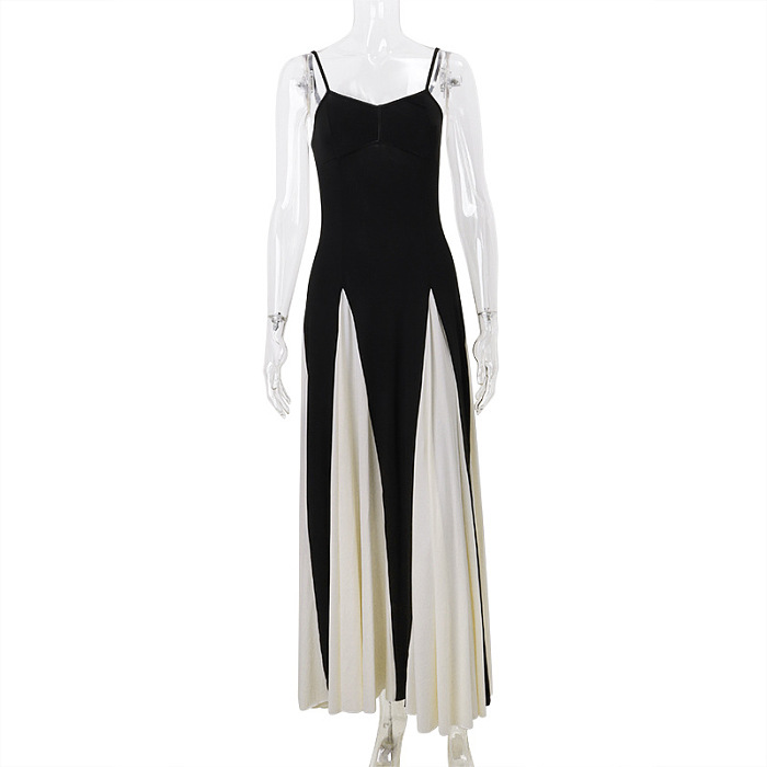 SUPER WHOLESALE |  Contrast-color Pleated Maxi Dress