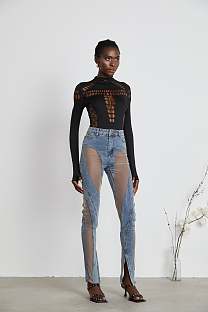 WHOLESALE | Sheer-panelled Jeans