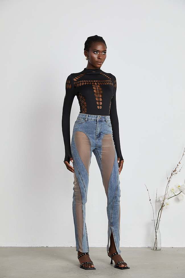 WHOLESALE | Sheer-panelled Jeans