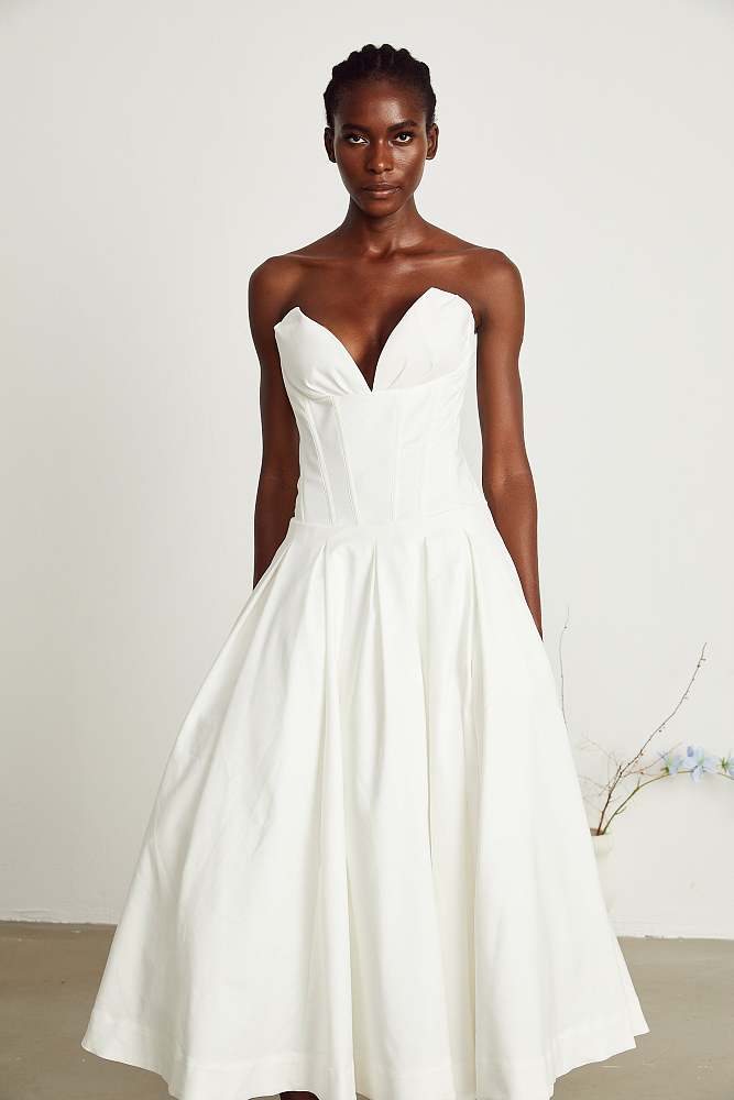 SUPER WHOLESALE |Off-shoulder Corset Midi Dress White