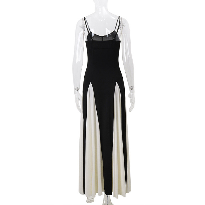 SUPER WHOLESALE |  Contrast-color Pleated Maxi Dress