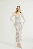 SUPER WHOLESALE |White Floral Lace Mesh Maxi Dress