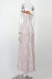 SUPER WHOLESALE |White Floral Lace Mesh Maxi Dress