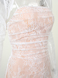 SUPER WHOLESALE |White Floral Lace Mesh Maxi Dress