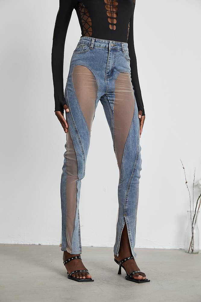 WHOLESALE | Sheer-panelled Jeans