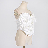SUPER WHOLESALE |White Floral-appliqué Top