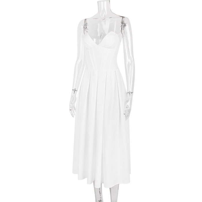 SUPER WHOLESALE |Off-shoulder Corset Midi Dress White