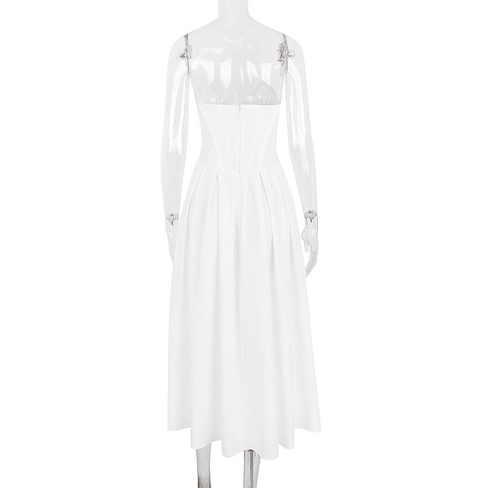 SUPER WHOLESALE |Off-shoulder Corset Midi Dress White