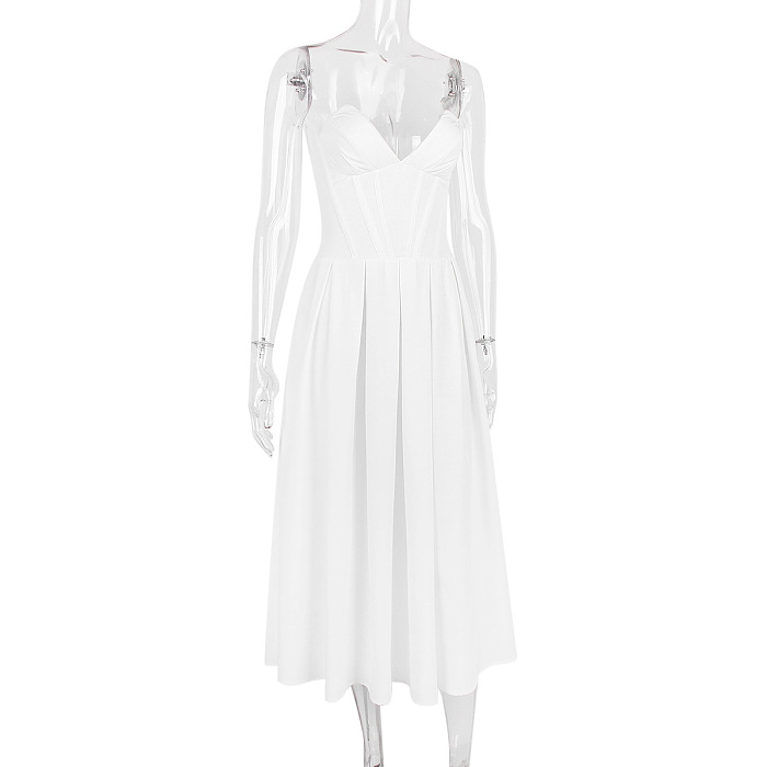 SUPER WHOLESALE |Off-shoulder Corset Midi Dress White