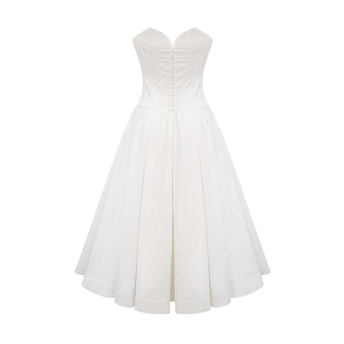 SUPER WHOLESALE |Off-shoulder Corset Midi Dress White