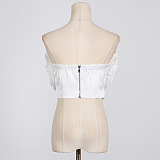 SUPER WHOLESALE |White Floral-appliqué Top
