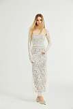 SUPER WHOLESALE |White Floral Lace Mesh Maxi Dress