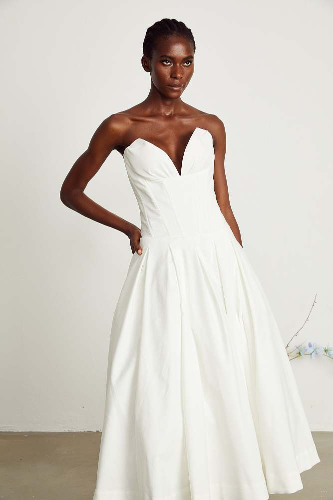 SUPER WHOLESALE |Off-shoulder Corset Midi Dress White