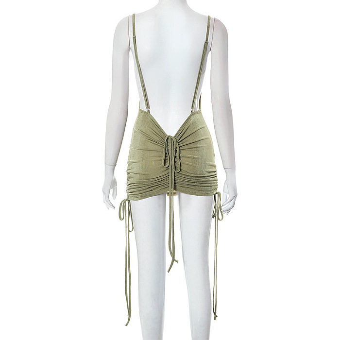 SUPER WHOLESALE |  Backless Side Drawstring Maxi Dress