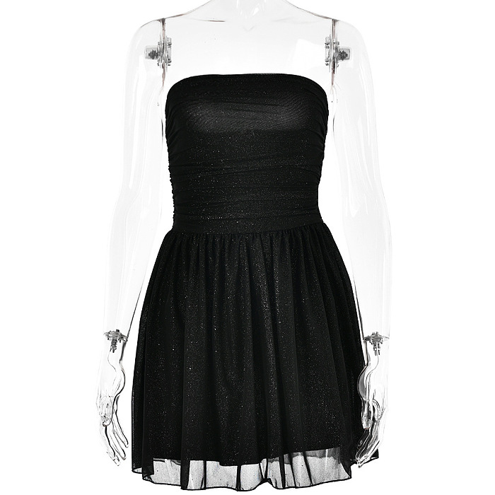 SUPER WHOLESALE |  Strapless Bling Bling Fitted Mesh Dress