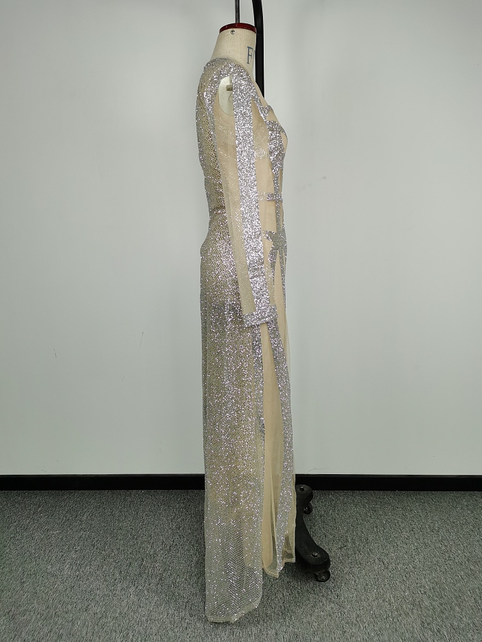 SUPER WHOLESALE |  Sexy Gold-Trimmed Evening Gown Bodycon Mermaid Dress