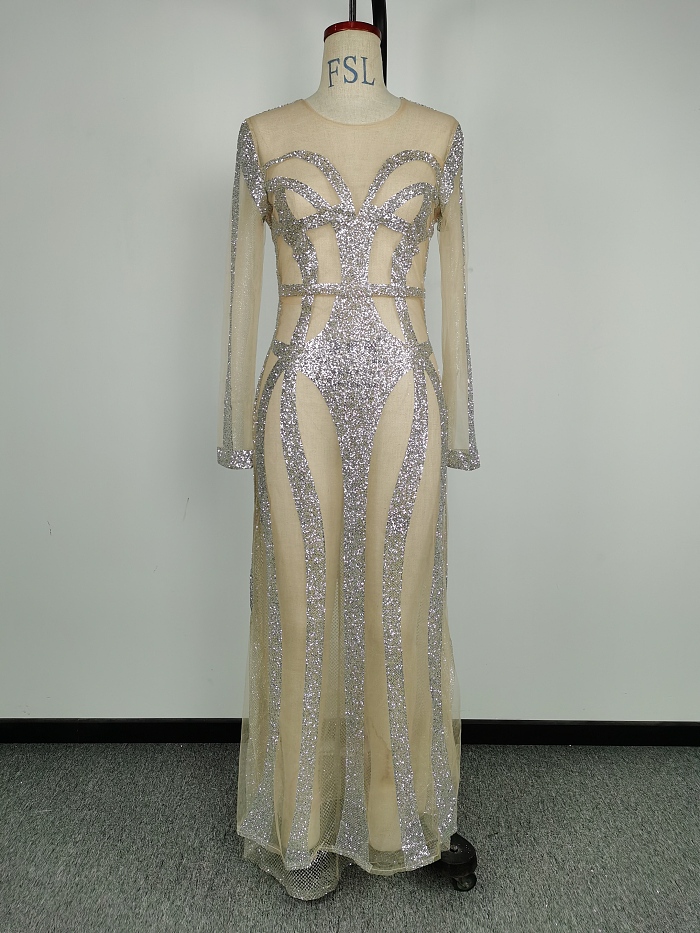 SUPER WHOLESALE |  Sexy Gold-Trimmed Evening Gown Bodycon Mermaid Dress