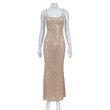 SUPER WHOLESALE | Sexy Fitted High-Waist Rhinestone Spaghetti Strap Dress