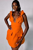 SUPER WHOLESALE | V-Neck Designed High-Waist Faux Pocket A-Line Spaghetti Strap Dress