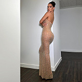 SUPER WHOLESALE | Sexy Fitted High-Waist Rhinestone Spaghetti Strap Dress