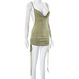 SUPER WHOLESALE |  Backless Side Drawstring Maxi Dress