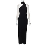 SUPER WHOLESALE | One-Shoulder Halter Neck Sexy Backless Chic Dress