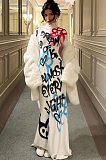SUPER WHOLESALE |  High Neck Color-Block Graffiti Long Sleeve Bodycon Midi Dress