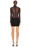 SUPER WHOLESALE | Mesh Long Sleeve High Neck Bodycon Dress.