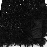 SUPER WHOLESALE |  Fashion Asymmetrical Shoulder Sequin Feather Bodycon Dress with Slit