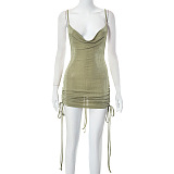 SUPER WHOLESALE |  Backless Side Drawstring Maxi Dress