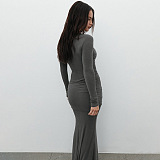 SUPER WHOLESALE | Fitted Ruched Panel Long Sleeve Dress