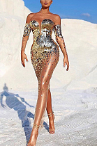 SUPER WHOLESALE |  Sequins Strapless Sexy Fitted Dress