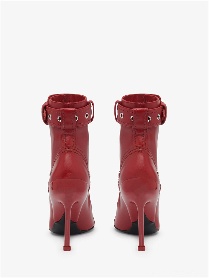 SUPER WHOLESALE |  Metal Toe Zipped Ankle Boots in Red