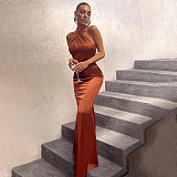 SUPER WHOLESALE | Sexy Solid Color Slim-Fit Sleeveless Backless Dress in Coffee