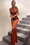 SUPER WHOLESALE | Sexy Solid Color Slim-Fit Sleeveless Backless Dress in Coffee
